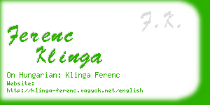 ferenc klinga business card